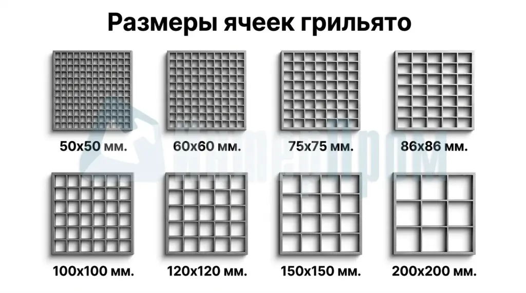 Сравнение решёток Грильято 50×50 100×100 и 200×200